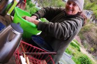 Abwaschprovisorium im Freien